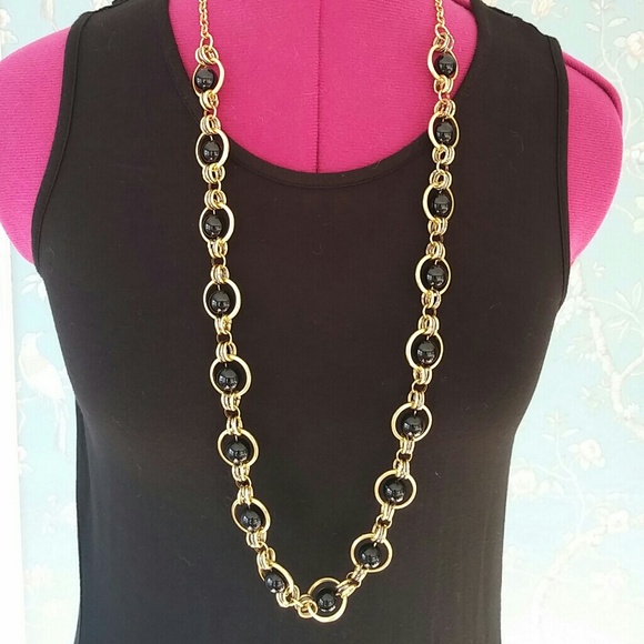 Coldwater Creek Necklace Gold & Black - Picture 2 of 5